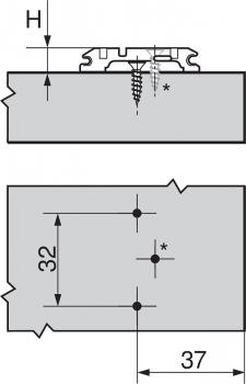 CLIP Montageplatte, kreuz, 0 mm, Schrauben, HV: Exzenter onyxschwarz